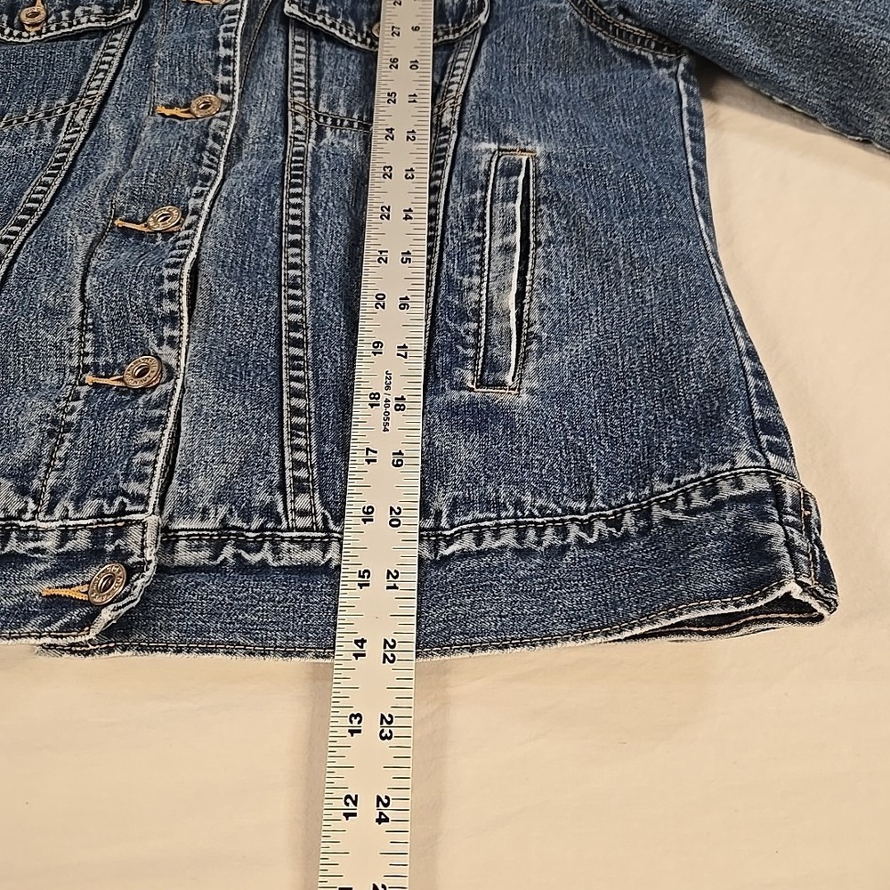 Vintage Old Navy Denim Trucker Jacket Size Medium Fleece Lined Faded Wash Y2K - Picture 10 of 16